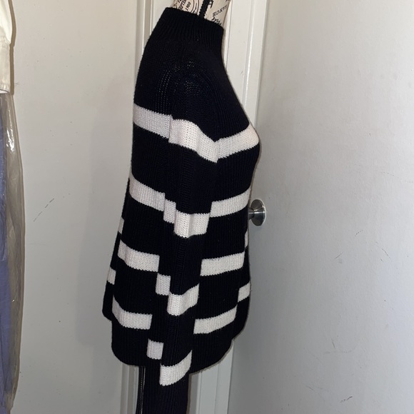 Beautiful Banana Republic black/cream fisherman’s sweater mock Turtle Neck SZ XS - Picture 3 of 6